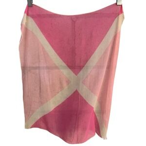 Vera Neumann Verasheer Vintage Scarf Pink Geometric Silk Rayon Hand Rolled Japan